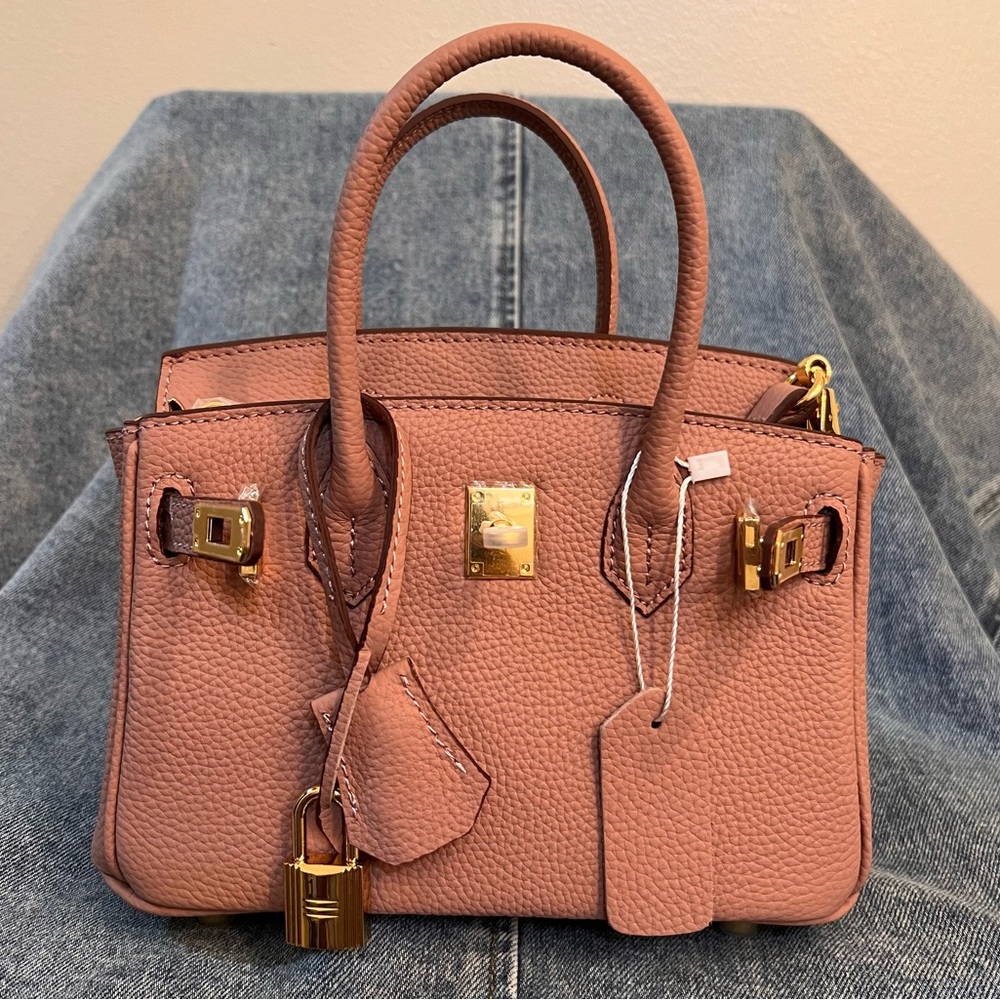 20cm Mauve Genuine Togo Leather with Gold Hardware